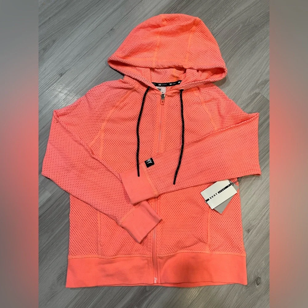 DKNY Coral Mesh‎ Zip-Up Hoodie - Picture 2 of 12